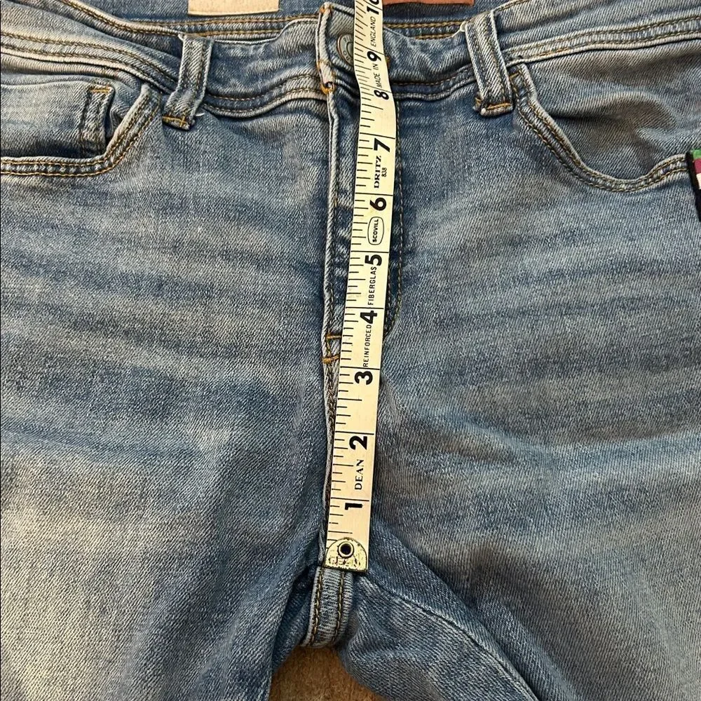 Anthropologie Pilcro Slim Boyfriend Crop jeans with colorful embroidered side 28